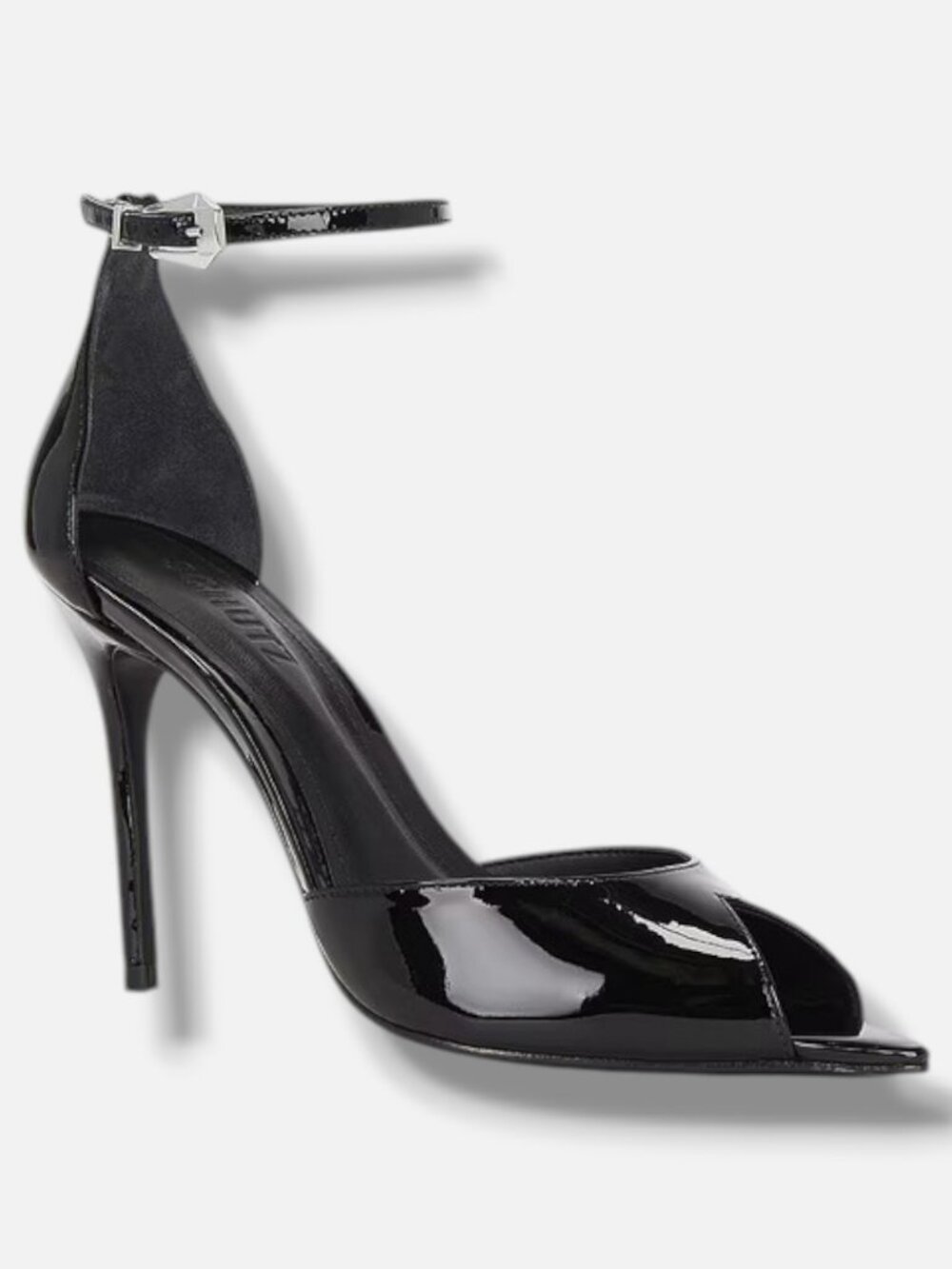 Schutz Women's Black Lena Pointed-Toe Patent Leather Sandals Shoes Size 8.5B
